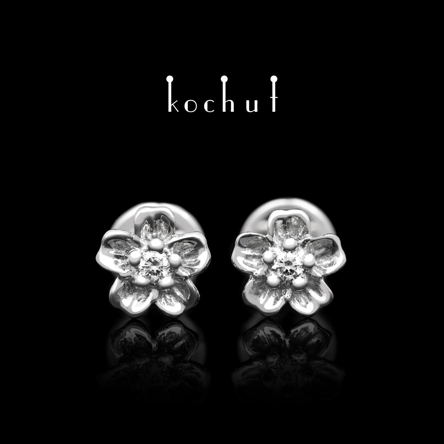Blumen — Ohrringe aus Platin mit Diamanten