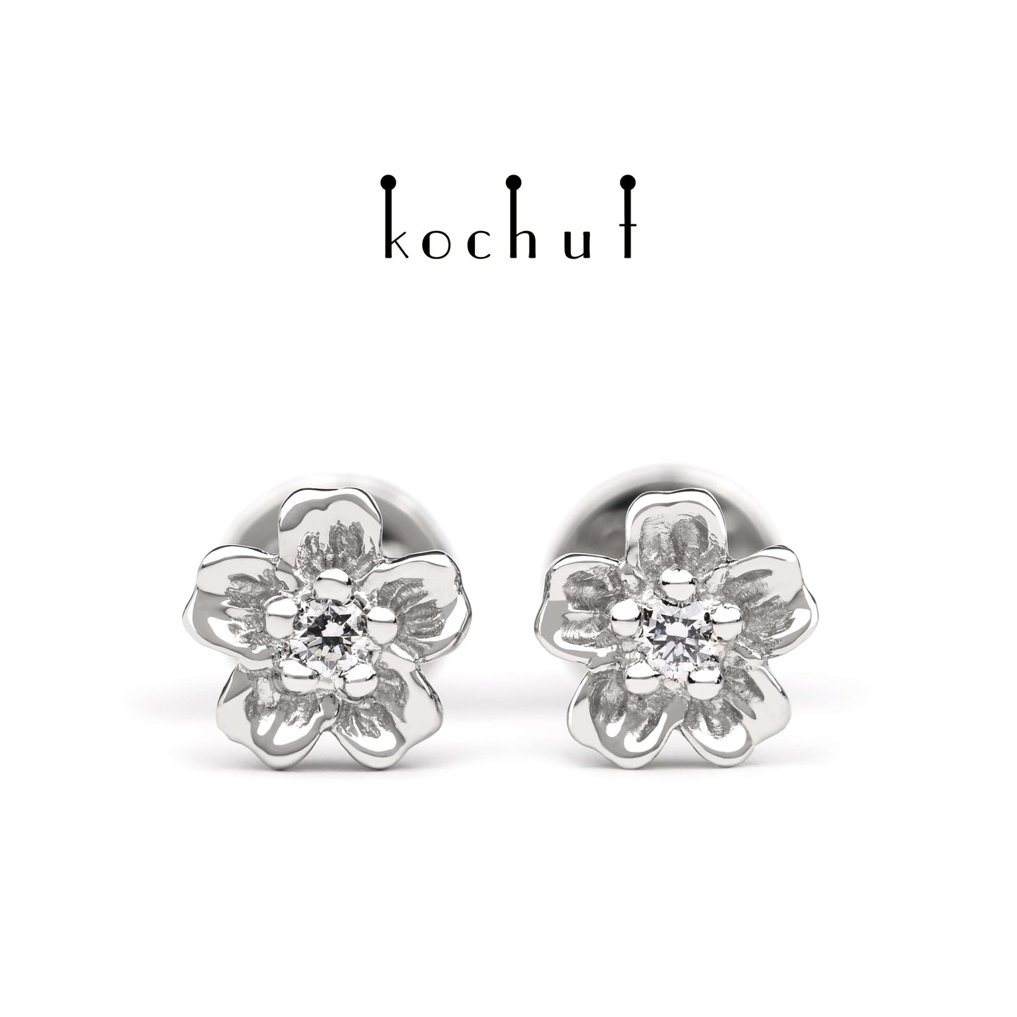 Blumen — Ohrringe aus Platin mit Diamanten