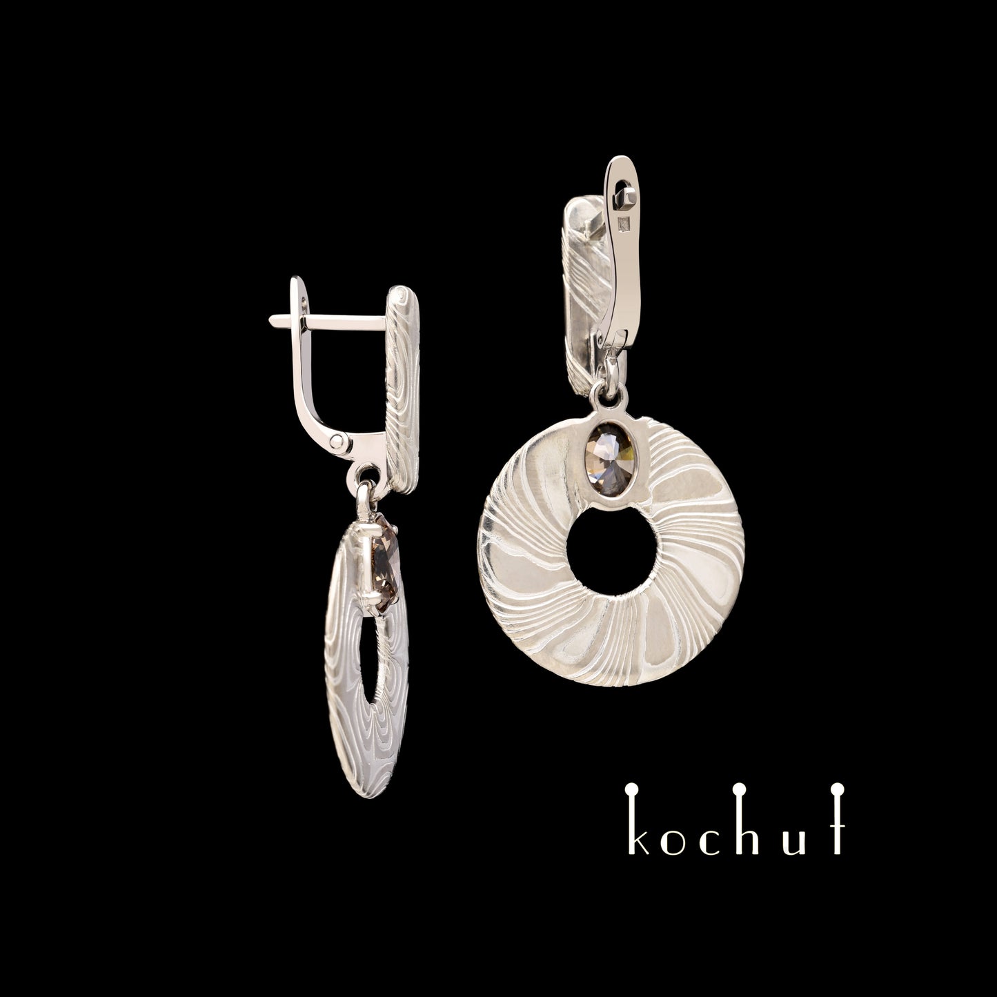 Wertvoller Astrolabium — Mokume-Schmuckset aus Palladium-Gold, graviertem Silber mit Diamanten