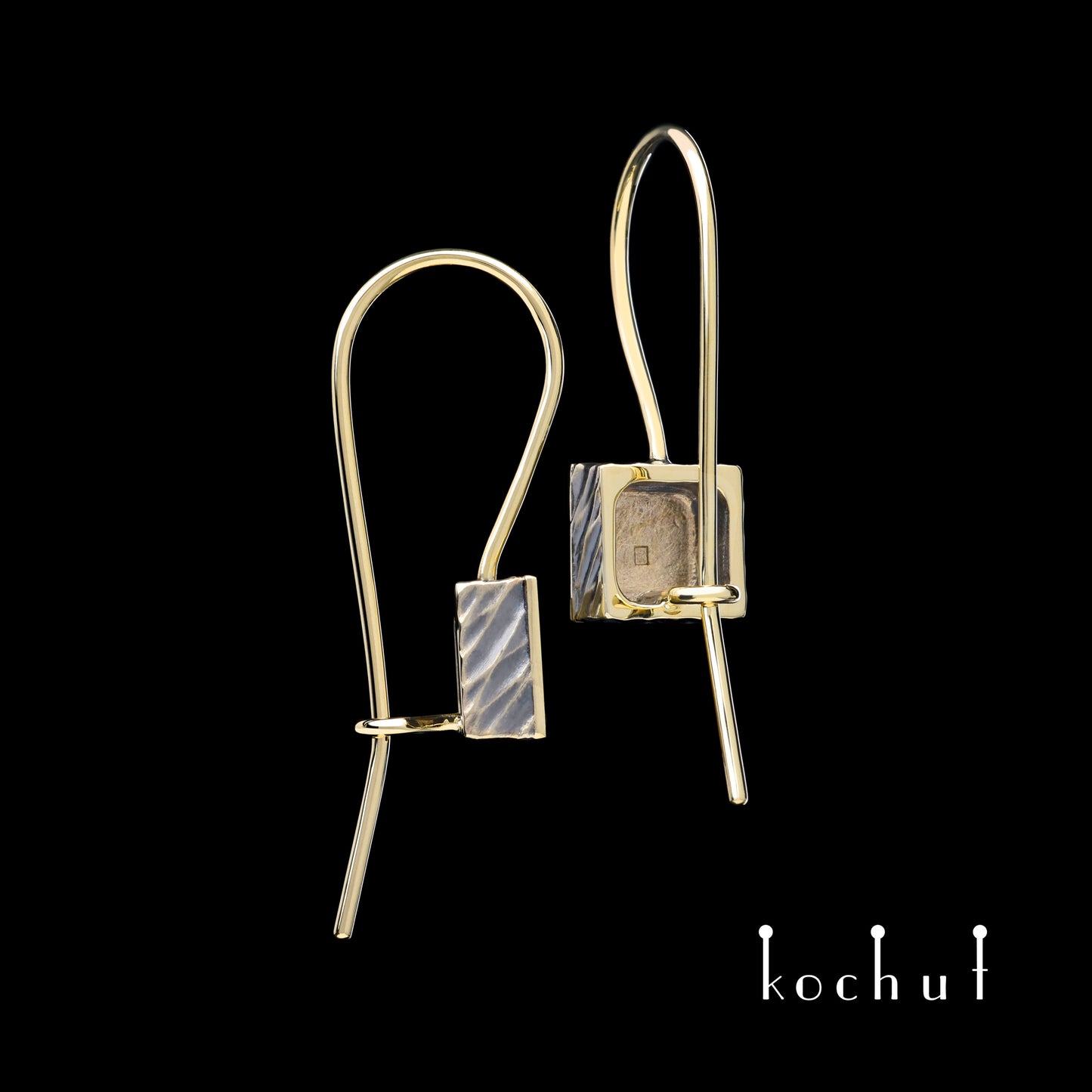 Golden Square — Ohrringe aus Gelbgold, beschichtet mit schwarzem Rhodium