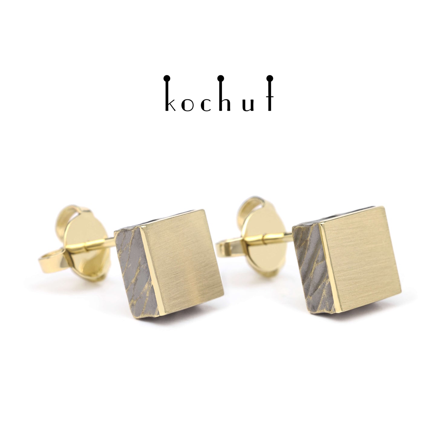 Golden Square — Ohrringe aus Gelbgold, beschichtet mit schwarzem Rhodium