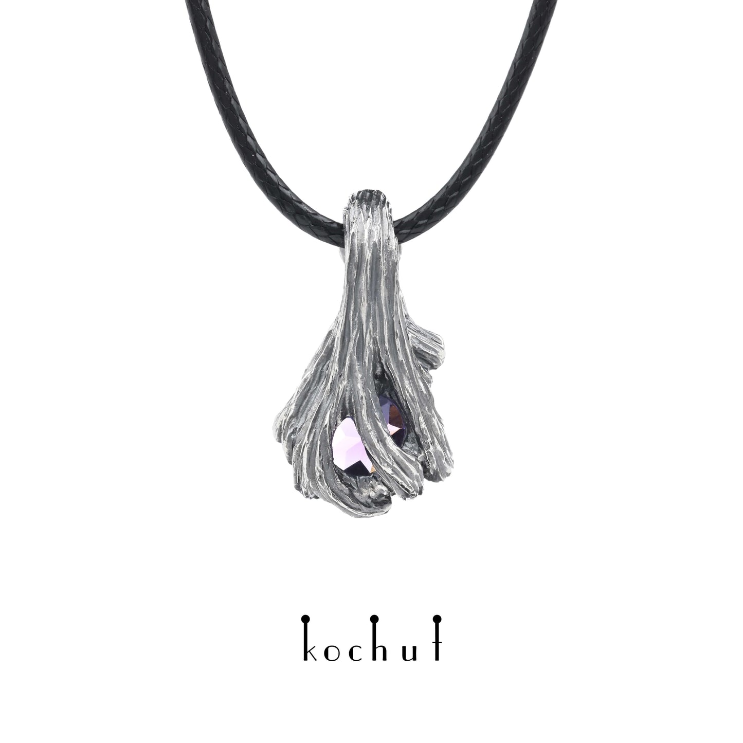 Verzauberter Wald — Anhänger aus oxidiertem Silber mit Amethyst und Diamanten