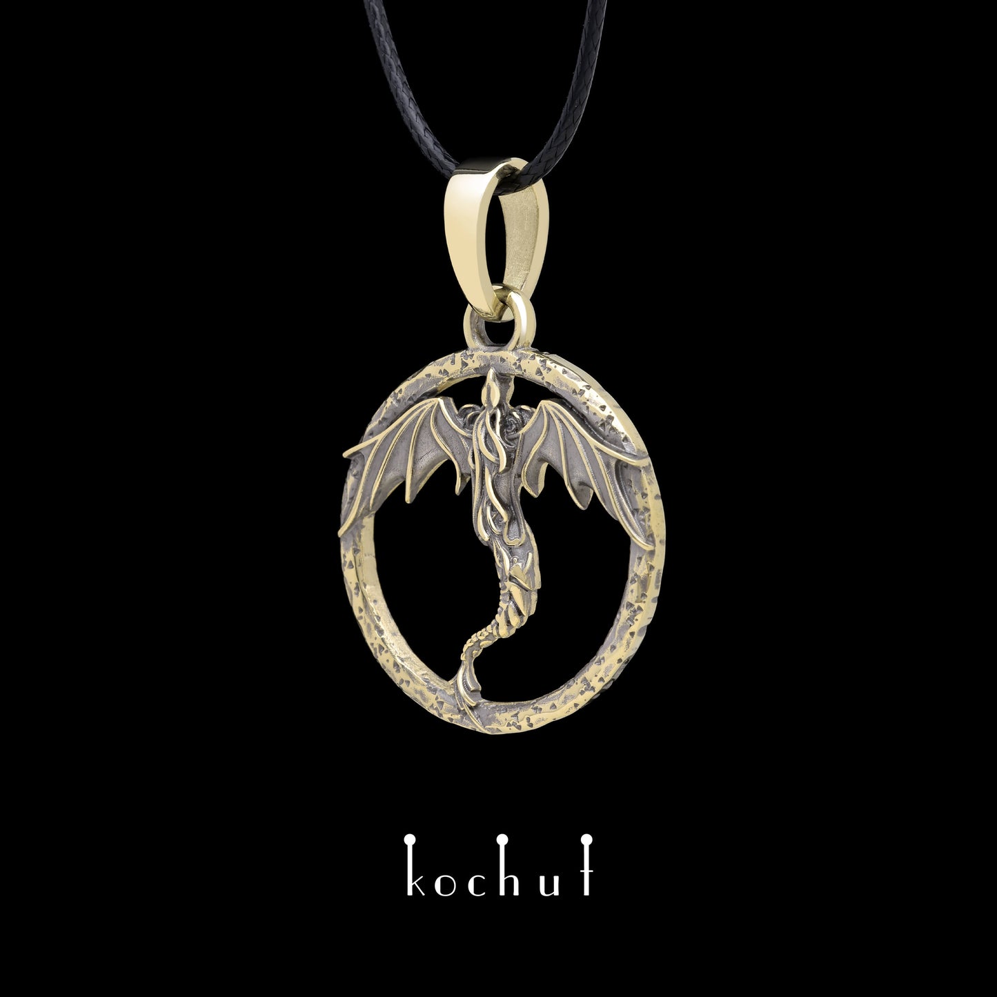 Dragon — Anhänger aus Gelbgold, beschichtet mit schwarzem Rhodium