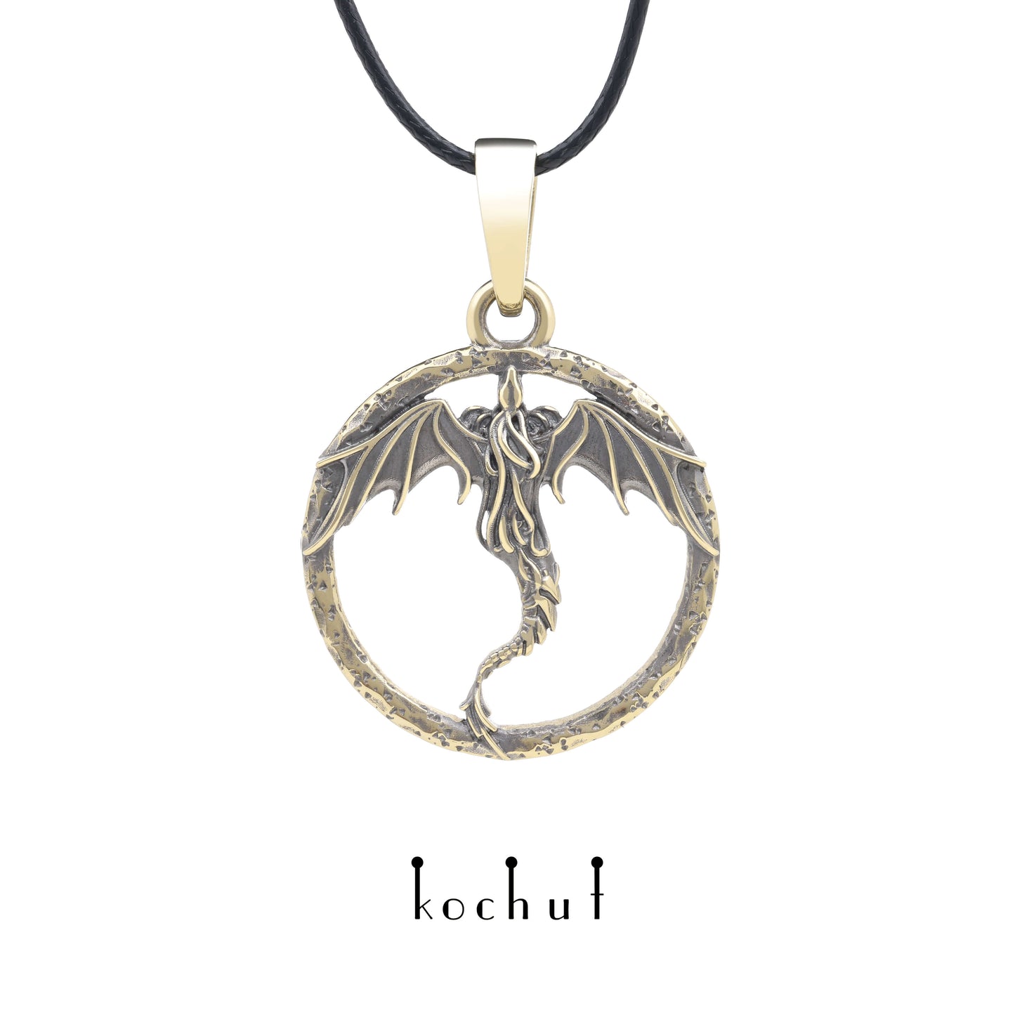 Dragon — Anhänger aus Gelbgold, beschichtet mit schwarzem Rhodium