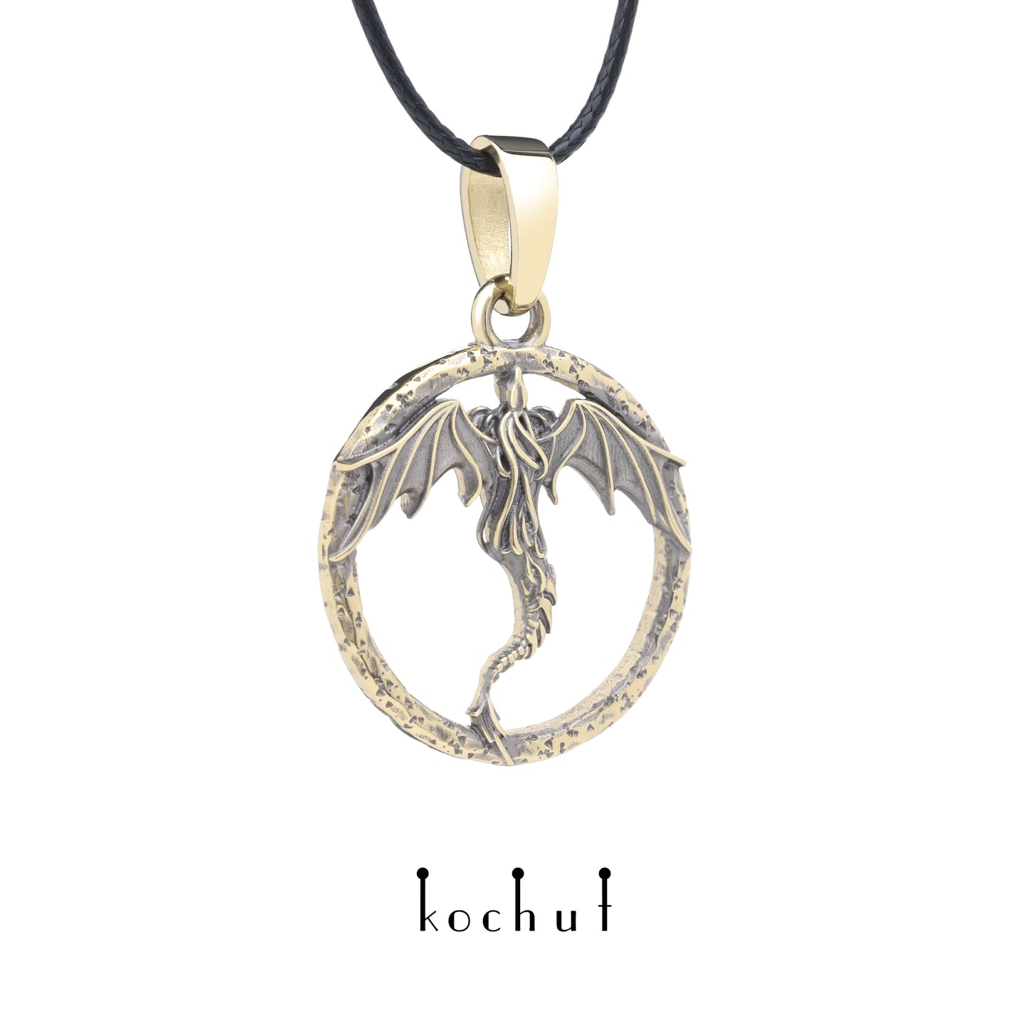 Dragon — Anhänger aus Gelbgold, beschichtet mit schwarzem Rhodium