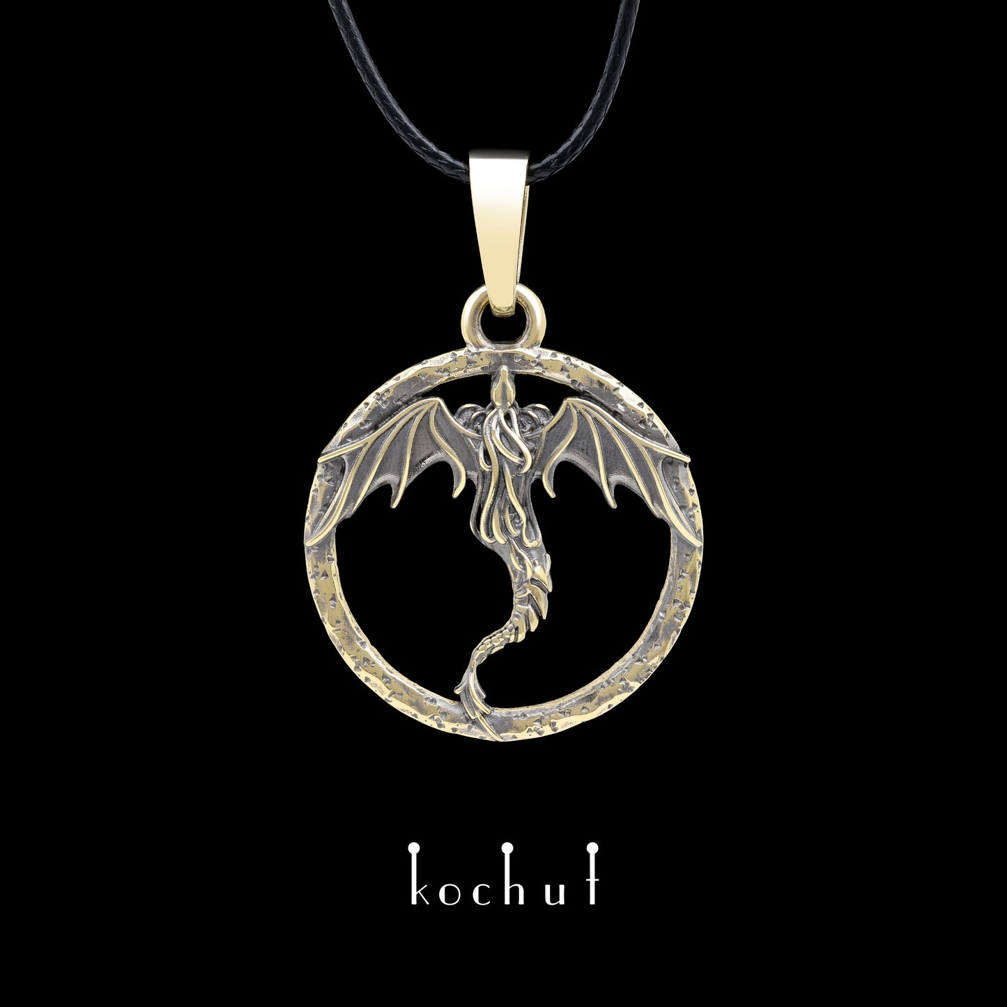 Dragon — Anhänger aus Gelbgold, beschichtet mit schwarzem Rhodium