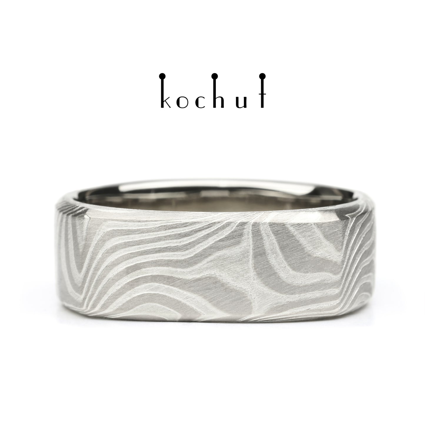 Tenno — Mokume-Ring aus Palladium-Gold, Weißgold und graviertem Silber