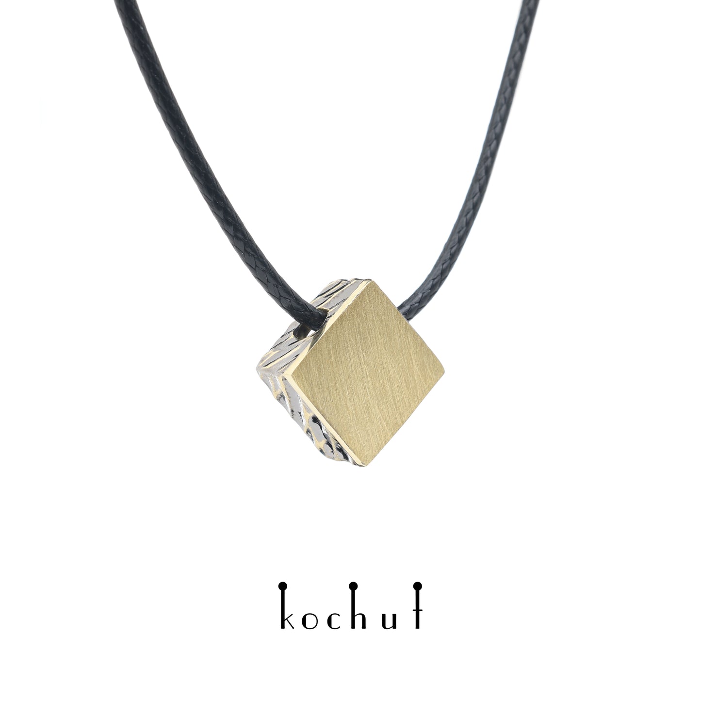 Golden Square — Anhänger aus Gelbgold, beschichtet mit schwarzem Rhodium
