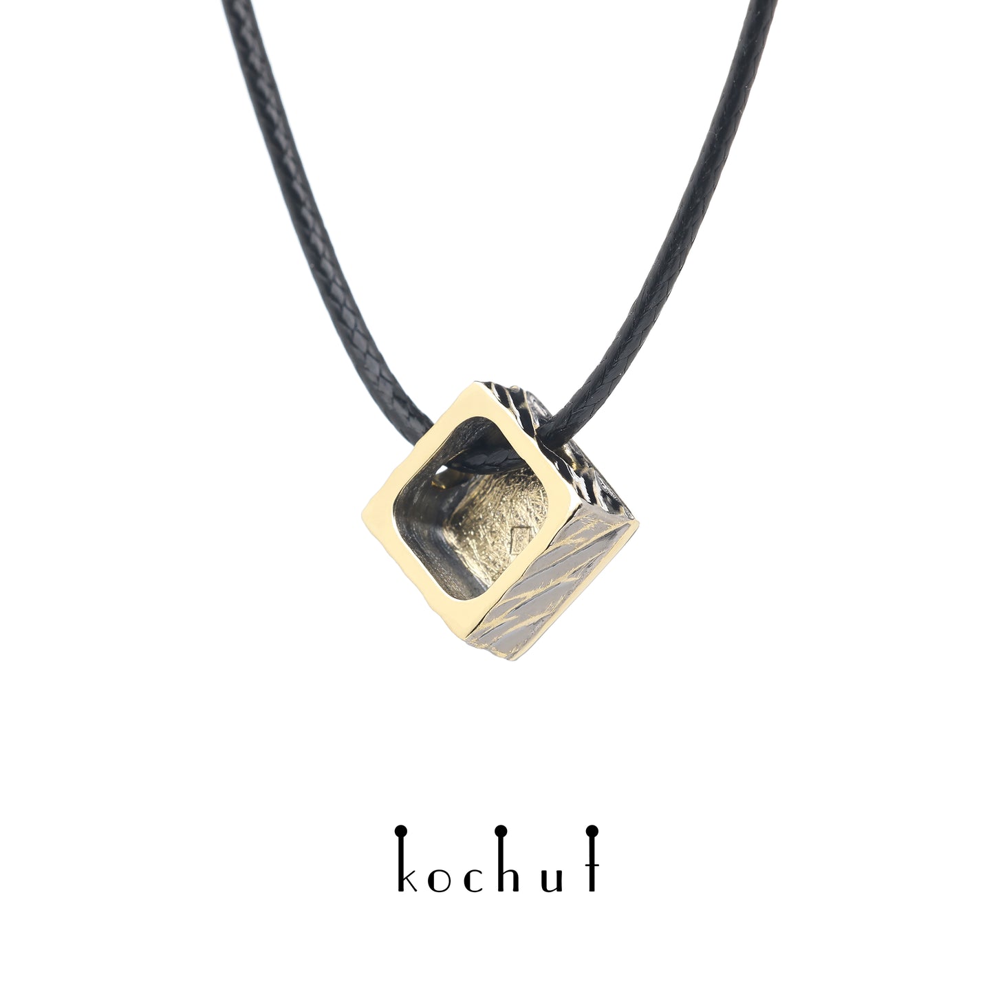 Golden Square — Anhänger aus Gelbgold, beschichtet mit schwarzem Rhodium