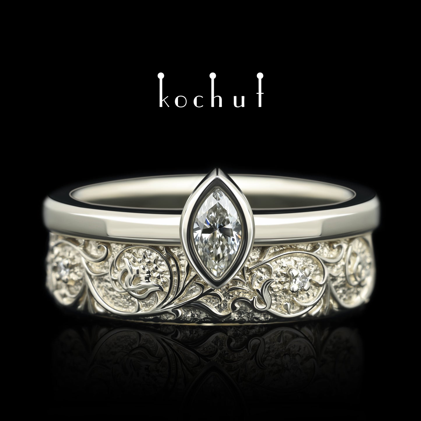 Harmonie der Natur — Weißgold-Ehering mit Diamanten