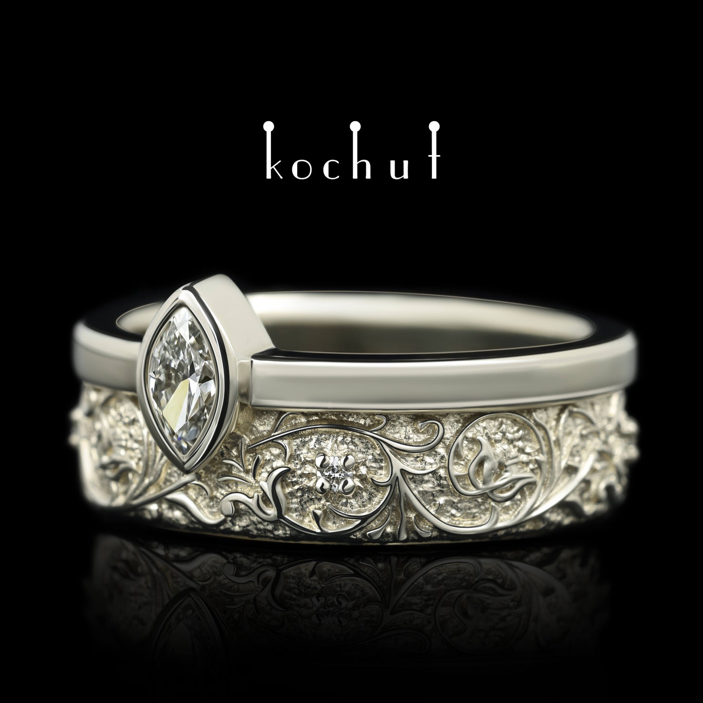 Harmonie der Natur — Weißgold-Ehering mit Diamanten