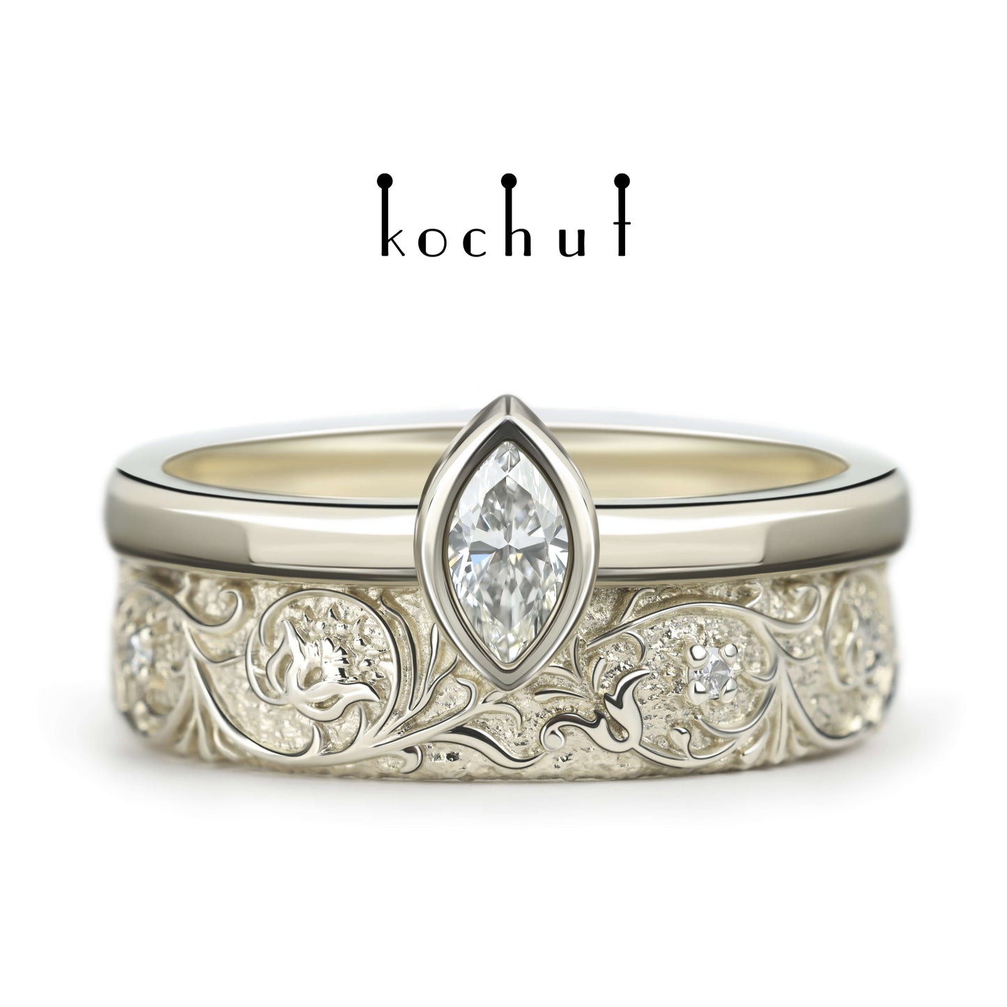 Harmonie der Natur — Weißgold-Ehering mit Diamanten