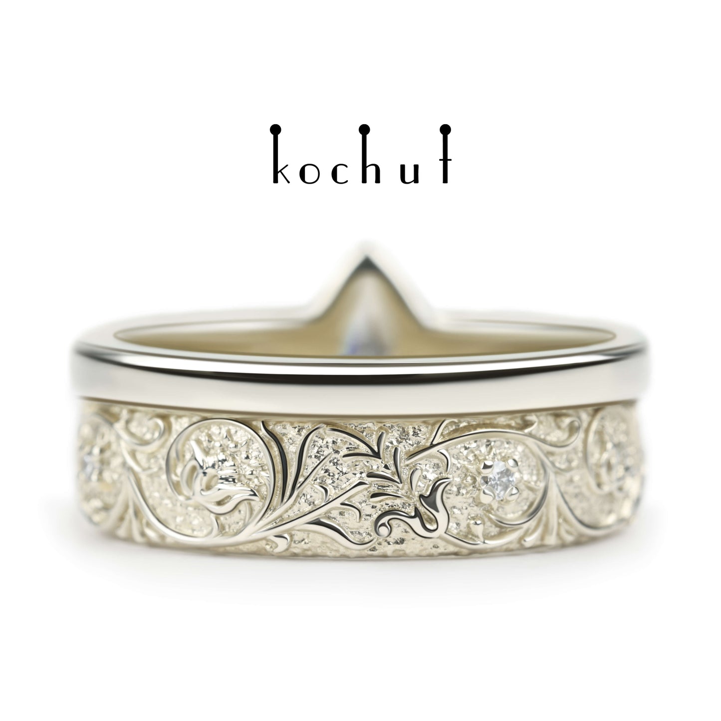 Harmonie der Natur — Weißgold-Ehering mit Diamanten