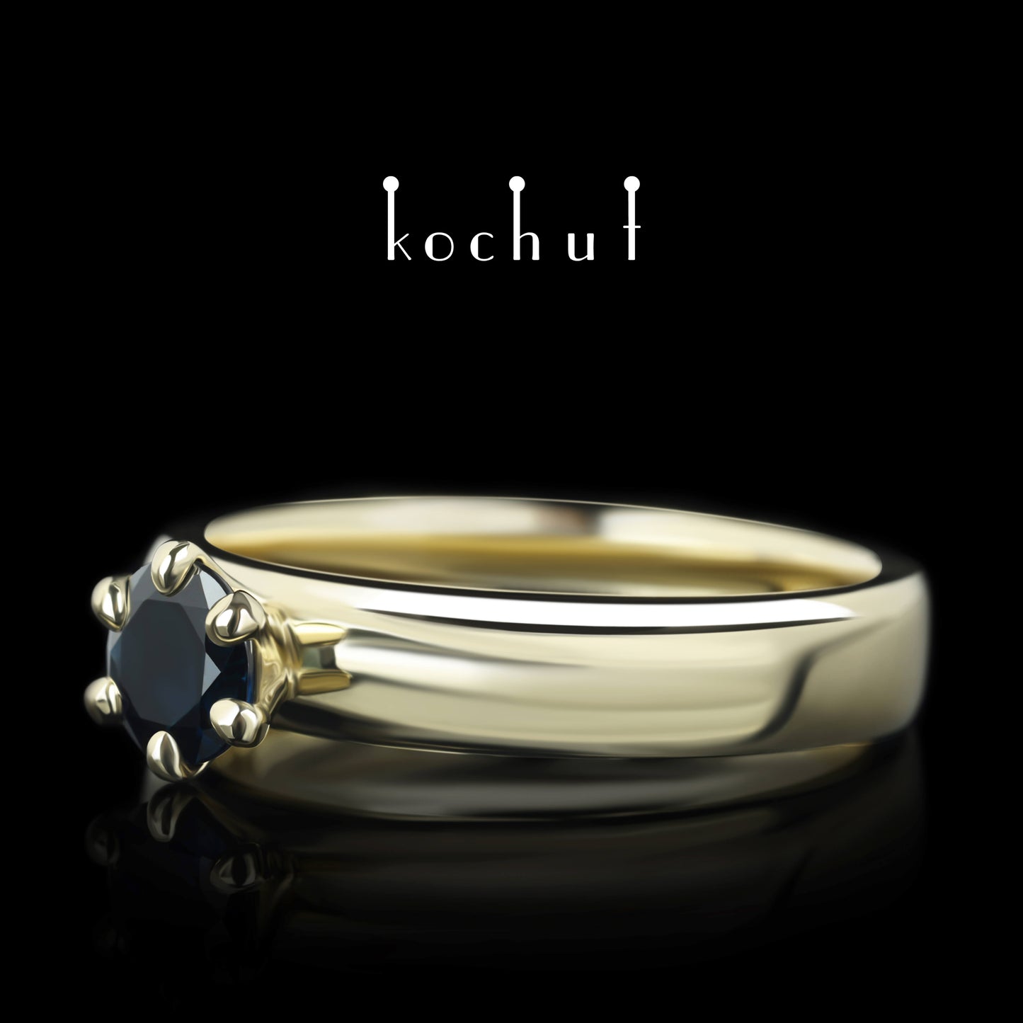 Persephone — Ring aus Gelbgold mit Saphir