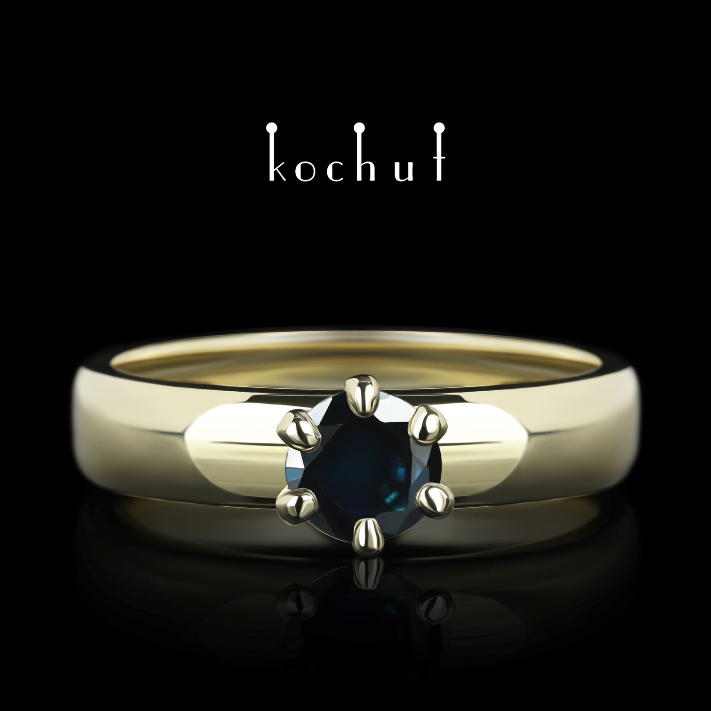 Persephone — Ring aus Gelbgold mit Saphir