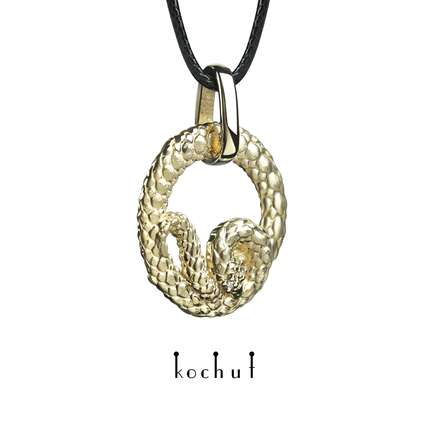 Schlange — Gelbgold-Anhänger mit Diamanten