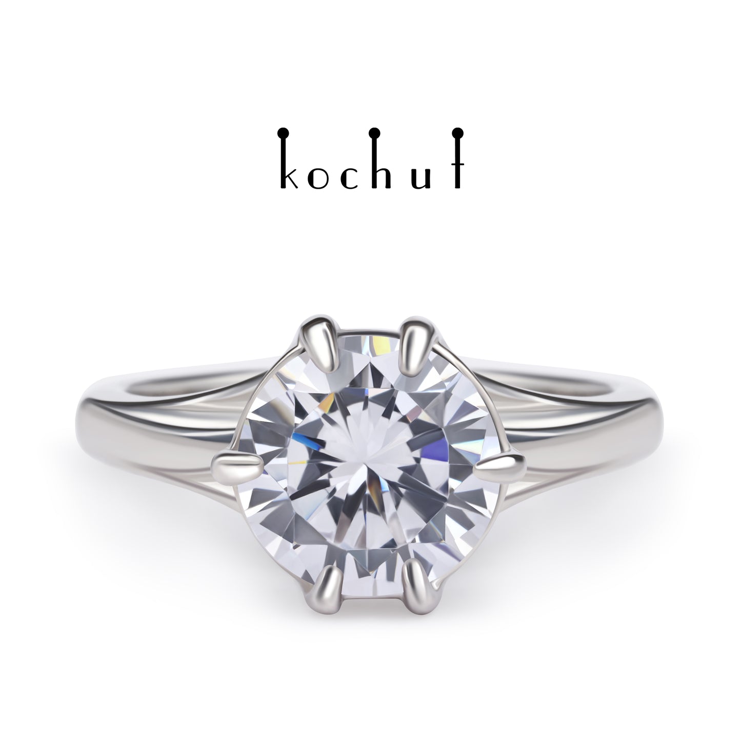 Melian — Verlobungsring aus Weißgold mit einem Diamanten, rhodiniert mit Weißrhythm.