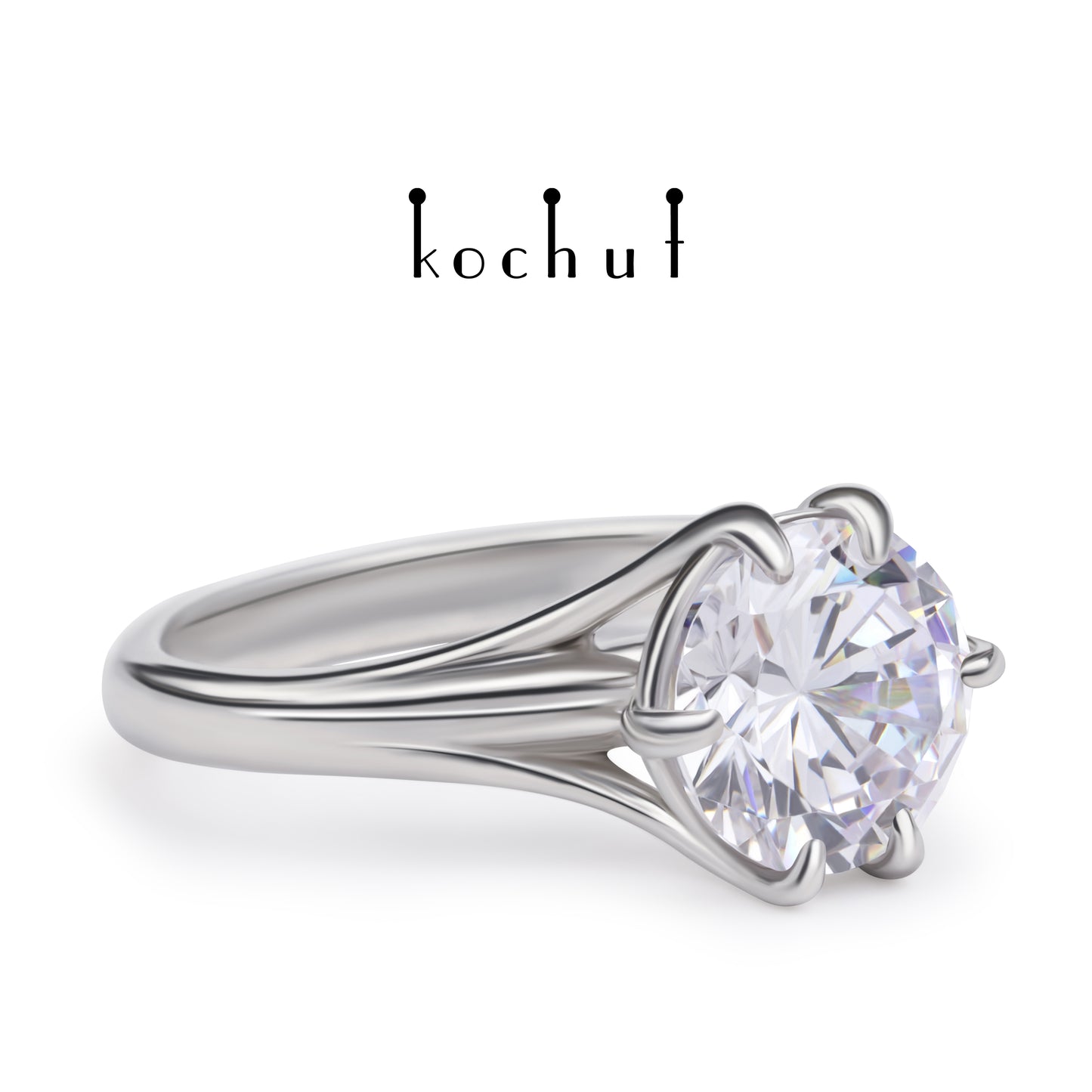Melian — Verlobungsring aus Weißgold mit einem Diamanten, rhodiniert mit Weißrhythm.