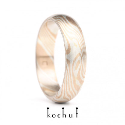 Sophora — Mokume-Ehering aus Silber und Rotgold