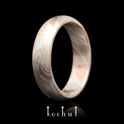 Sophora — Mokume-Ehering aus Silber und Rotgold
