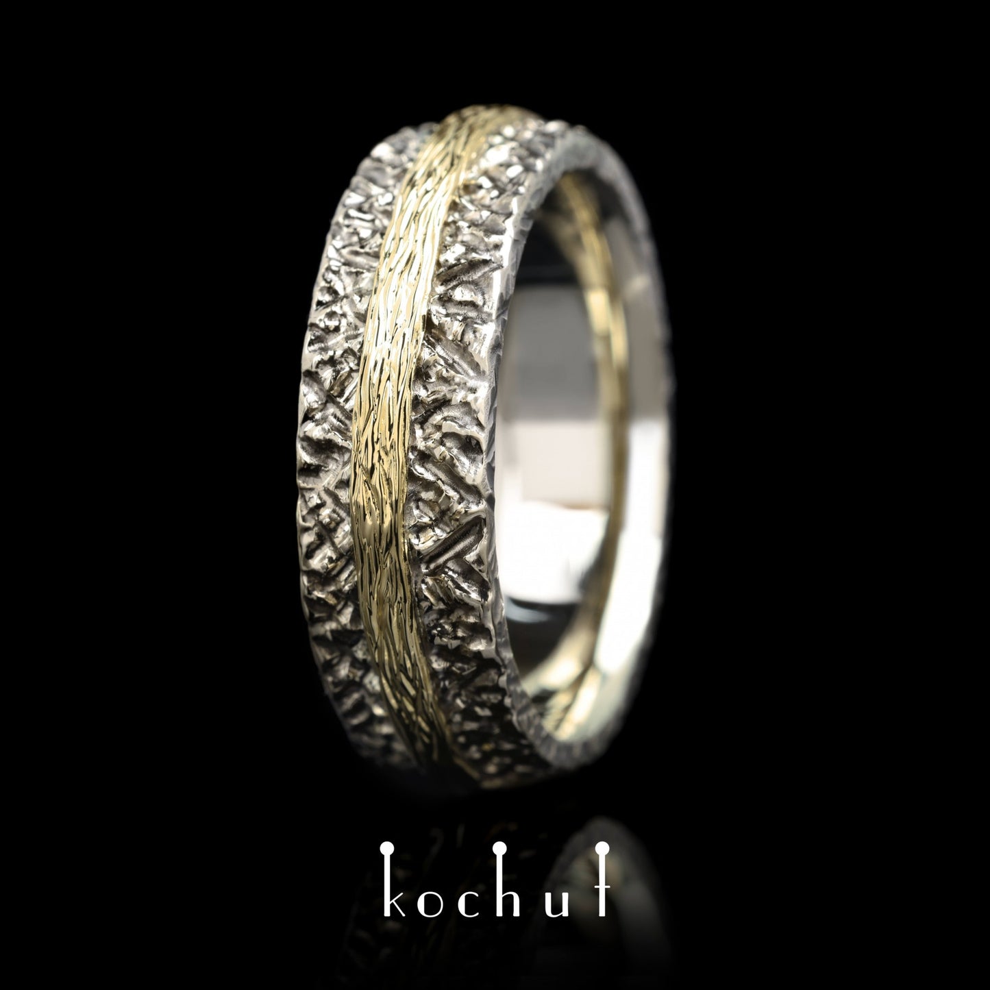 Citadel — Ehering aus Gelb- und Weißgold, überzogen mit schwarzem Rhodium