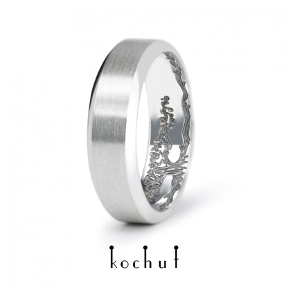 Baum des Lebens: Stamm - Ehering matt, aus oxidiertem Sterlingsilber