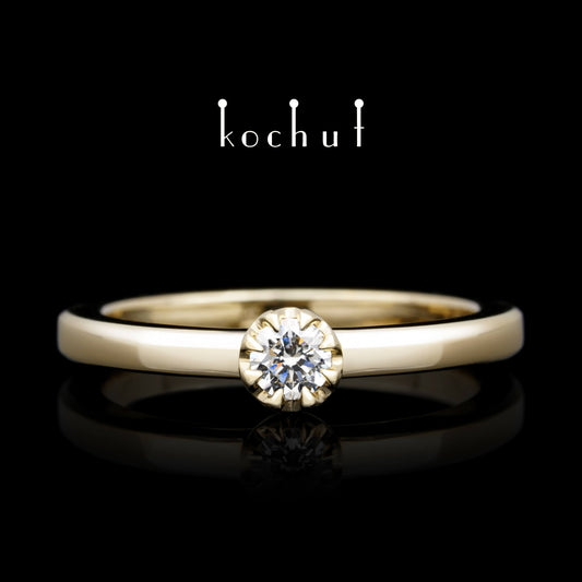 Gipfel der Liebe — Ring aus Gelbgold mit Diamant
