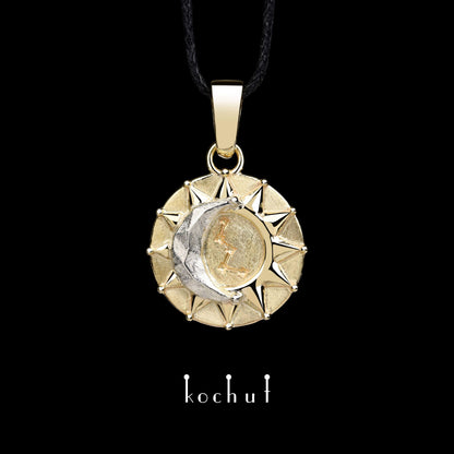Sun and Moon — Anhänger aus Gelbgold und Silber