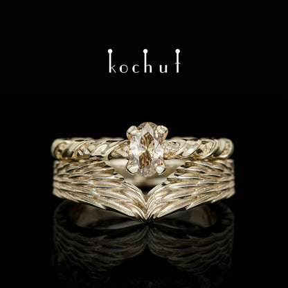 Helena von Troja – Doppel-Verlobungsring aus Weißgold mit Diamant.