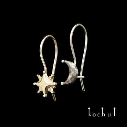 Sun and Moon — Ohrringe aus Gelb- und Weißgold