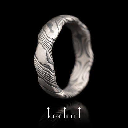 Waves — Mokume-Ehering aus Palladium-Gold sowie geätztem und oxidiertem Silber