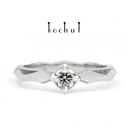 Meine Königin - Verlobungsring aus Weißgold mit Diamant und mit Rhodium überzogen (0,25 ct)