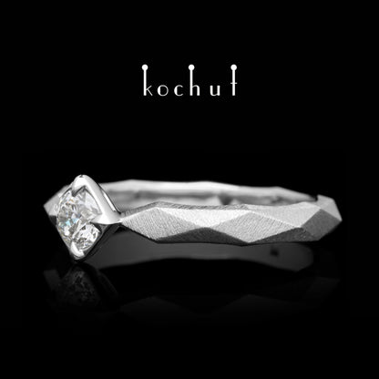 Meine Königin - Verlobungsring aus Weißgold mit Diamant und mit Rhodium überzogen (0,25 ct)
