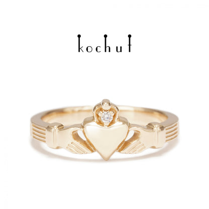 Claddagh — Ring aus Rotgold mit Diamant