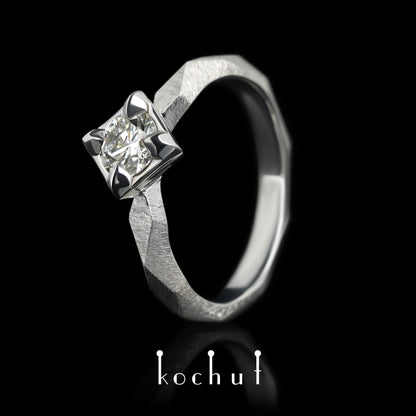 Meine Königin - Verlobungsring aus Weißgold mit Diamant und mit Rhodium überzogen (0.43 ct)