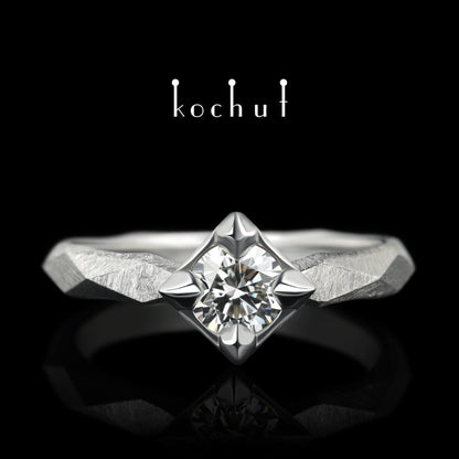 Meine Königin - Verlobungsring aus Weißgold mit Diamant und mit Rhodium überzogen (0.43 ct)