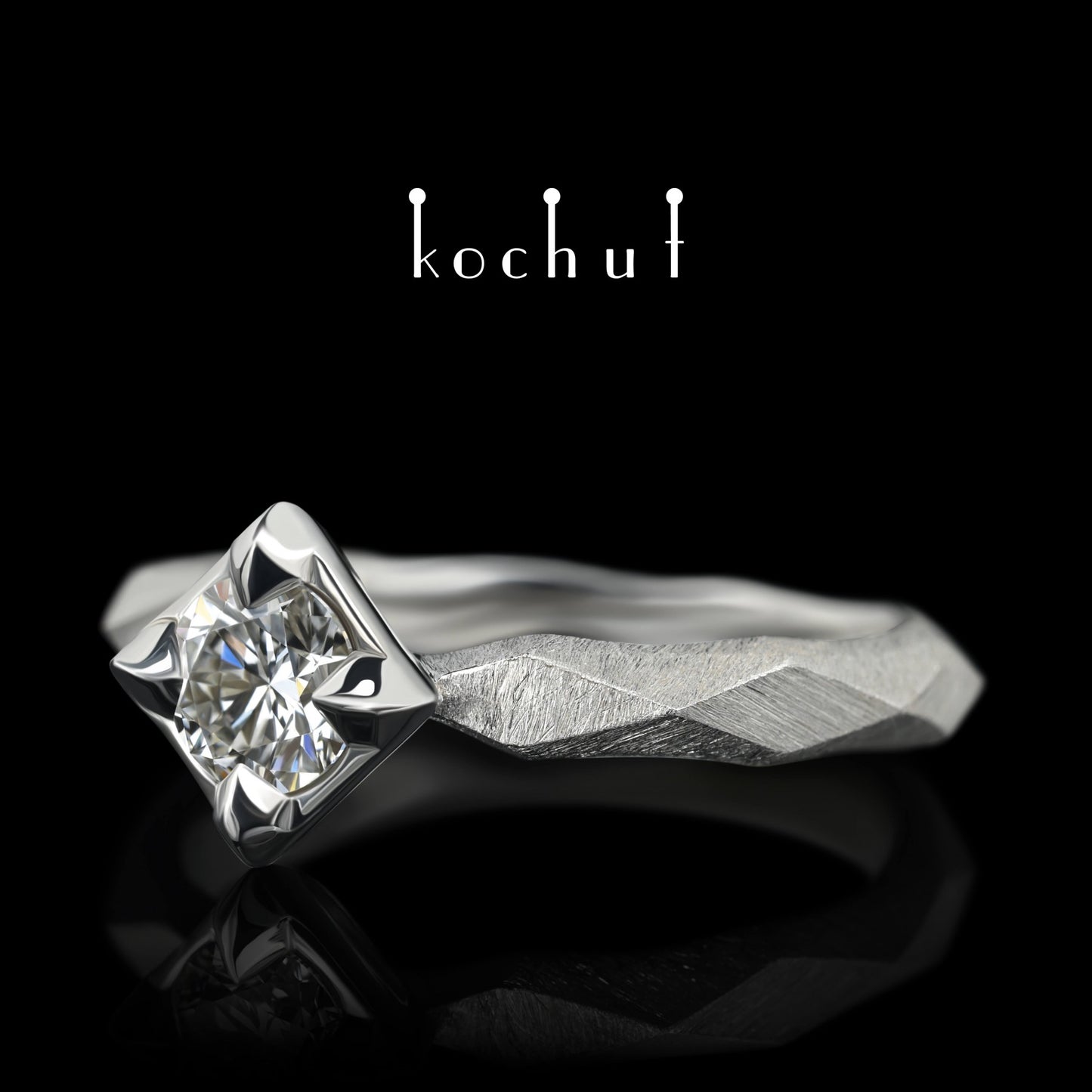 Meine Königin - Verlobungsring aus Weißgold mit Diamant und mit Rhodium überzogen (0.43 ct)