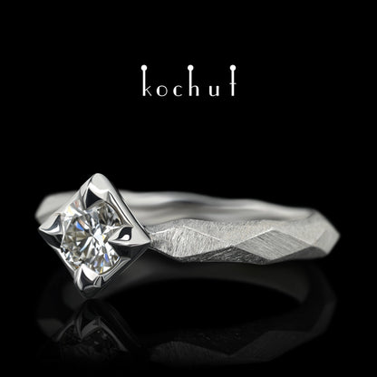 Meine Königin - Verlobungsring aus Weißgold mit Diamant und mit Rhodium überzogen (0.43 ct)