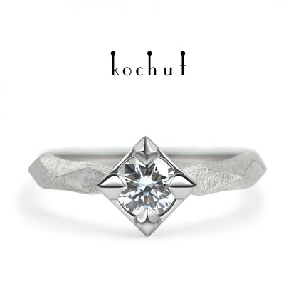 Meine Königin - Verlobungsring aus Weißgold mit Diamant und mit Rhodium überzogen (0.43 ct)