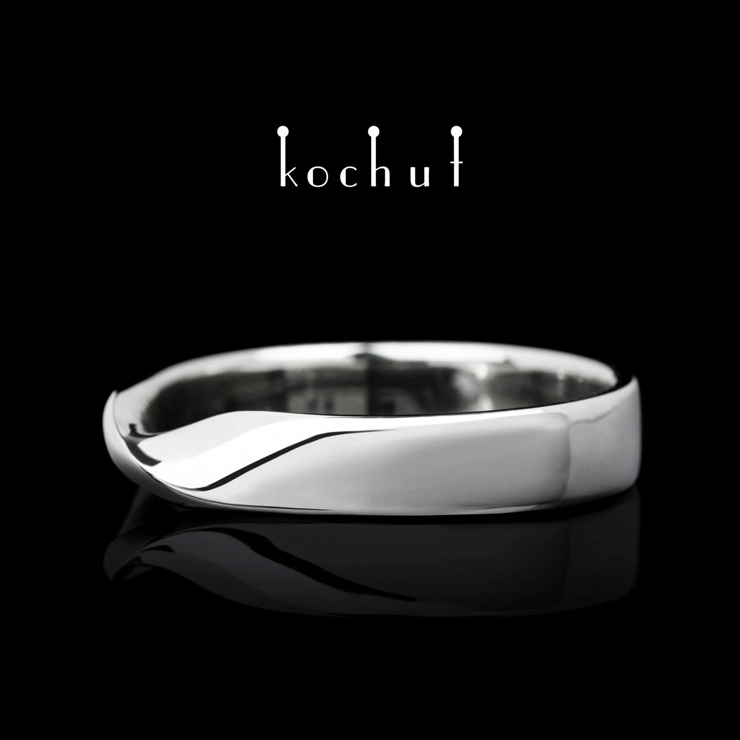 Möbiusband: breit — Ehering aus Weißgold, beschichtet mit weißem Rhodium (3.9 mm)