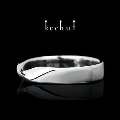 Möbiusband: breit — Ehering aus Weißgold, beschichtet mit weißem Rhodium (3.9 mm)