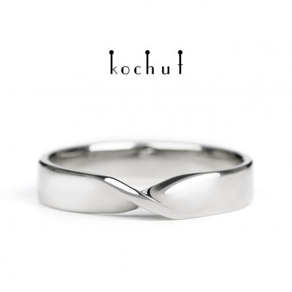Möbiusband: breit — Ehering aus Weißgold, beschichtet mit weißem Rhodium (3.9 mm)