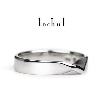 Möbiusband: breit — Ehering aus Weißgold, beschichtet mit weißem Rhodium (3.9 mm)