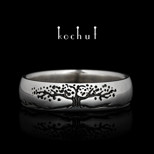 Baum des Lebens: Stiele — verengter Ring aus oxidiertem Silber