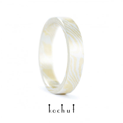 Kanso – Mokume-Ehering aus Silber und Gelbgold