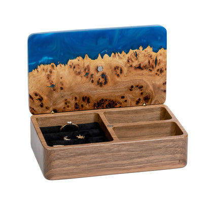 Ornament. Saphir — Holz- und Epoxidharz-Schmuckschachteln (Mini)