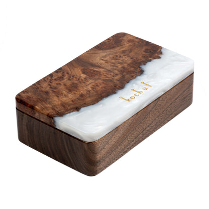 Ornament. Platin — Holz- und Epoxidharz-Schmuckschachteln (Mini)