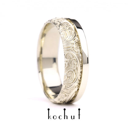 Wedding ring «Invincibility of feelings». White gold