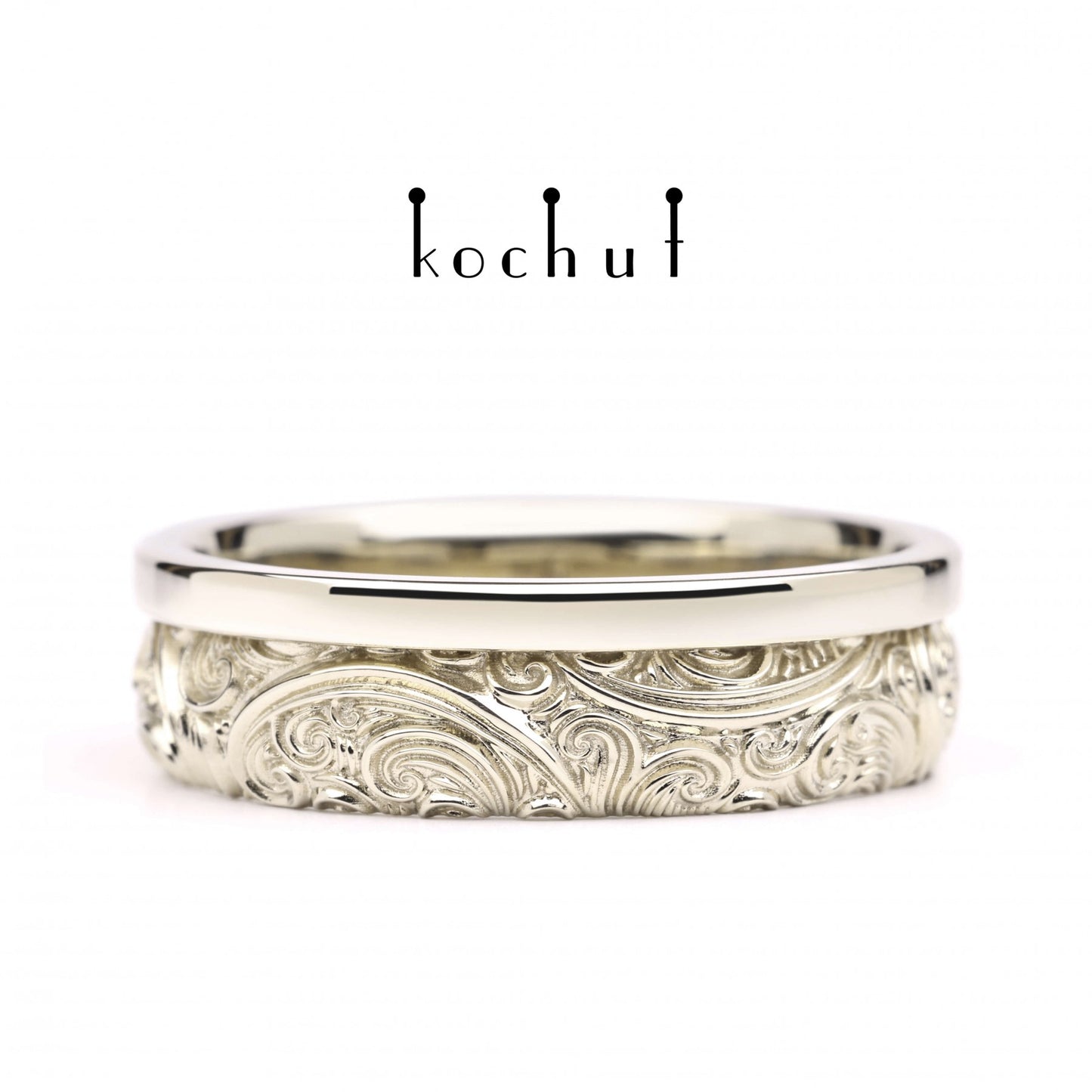 Wedding ring «Invincibility of feelings». White gold