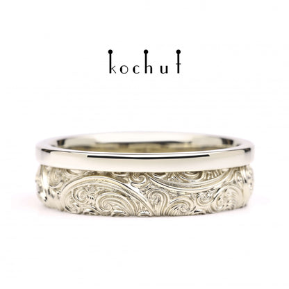 Wedding ring «Invincibility of feelings». White gold